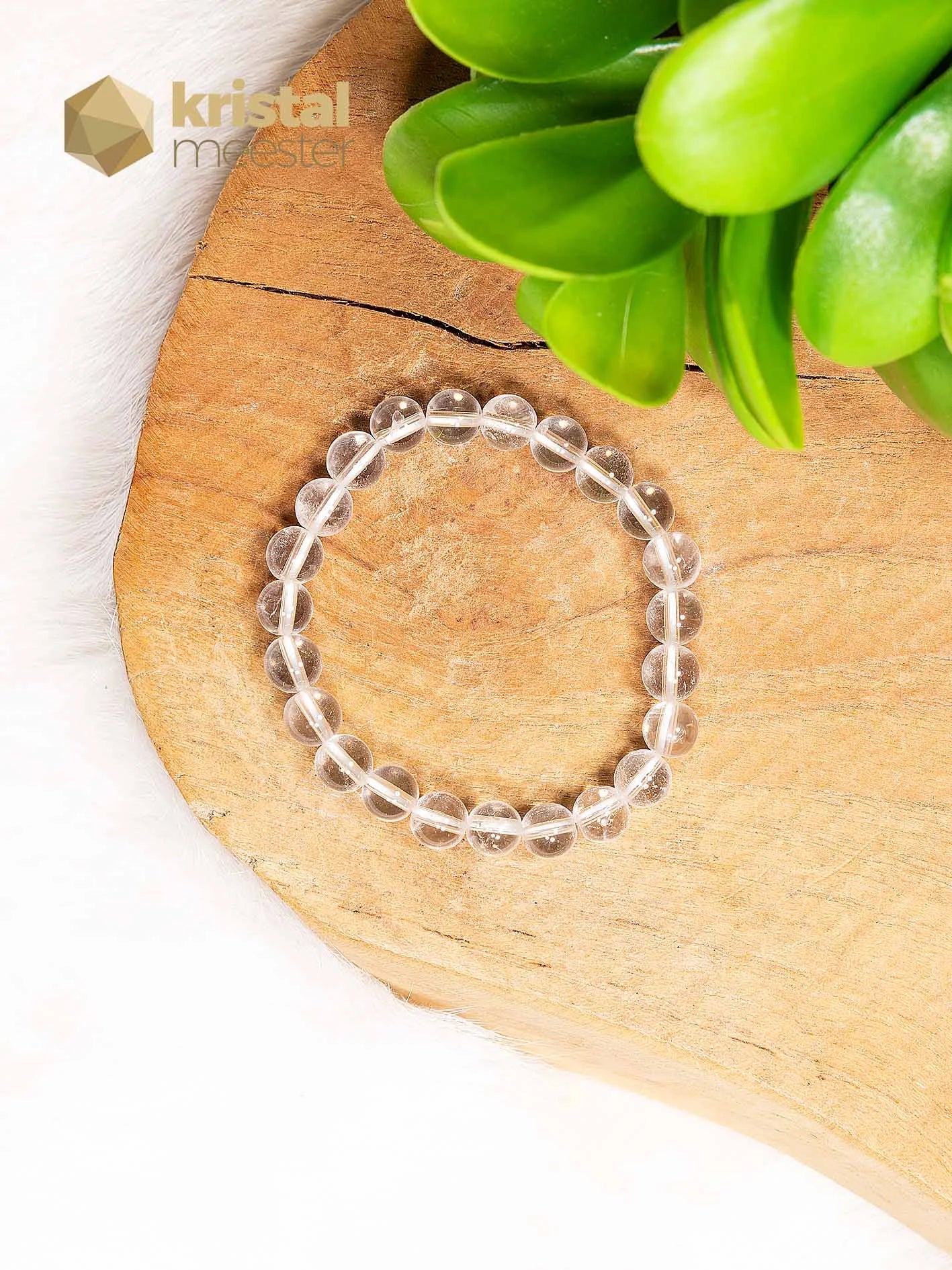 Bergkristal kogelarmband - 6 mm - kind