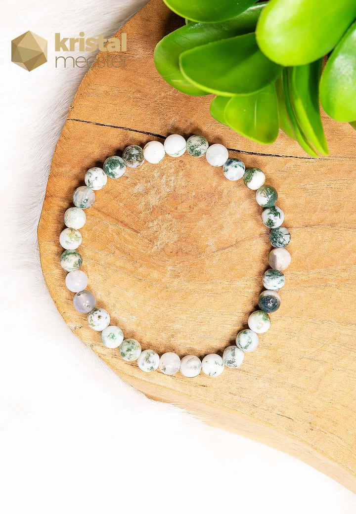 Tree Agate Ball Bracelet - 6 mm