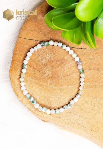 Tree Agate Ball Bracelet - 4 mm