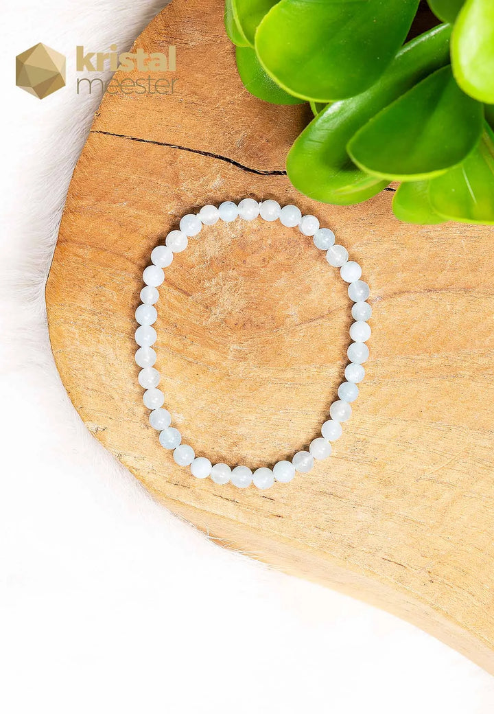 Aquamarijn kogelarmband  - 4 mm - Kind