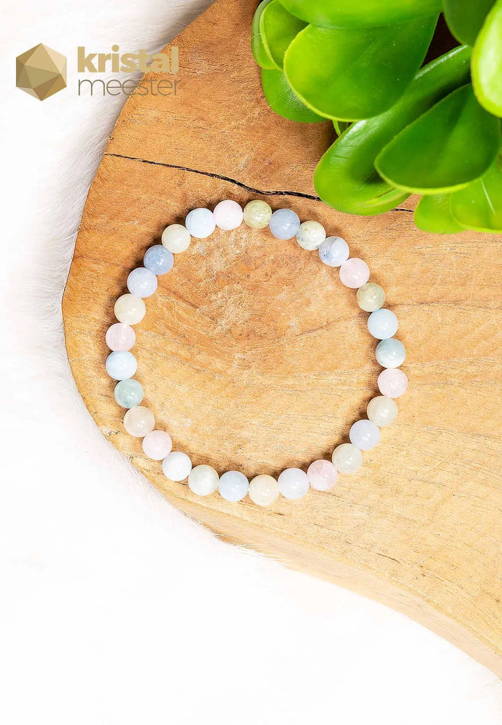 Aquamarine, Beryl and Morganite Ball Bracelet - 6 mm