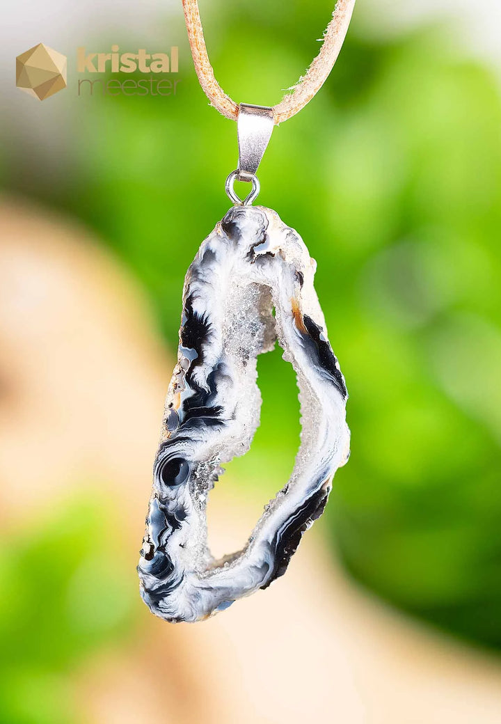 Agaat Geode hanger met zilver oog - nr. 6