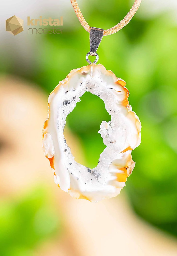 Agaat Geode hanger met zilver oog - nr. 1