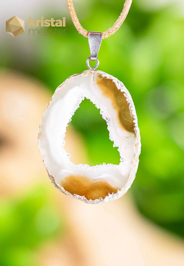 Agaat Geode hanger met zilver oog - nr. 3