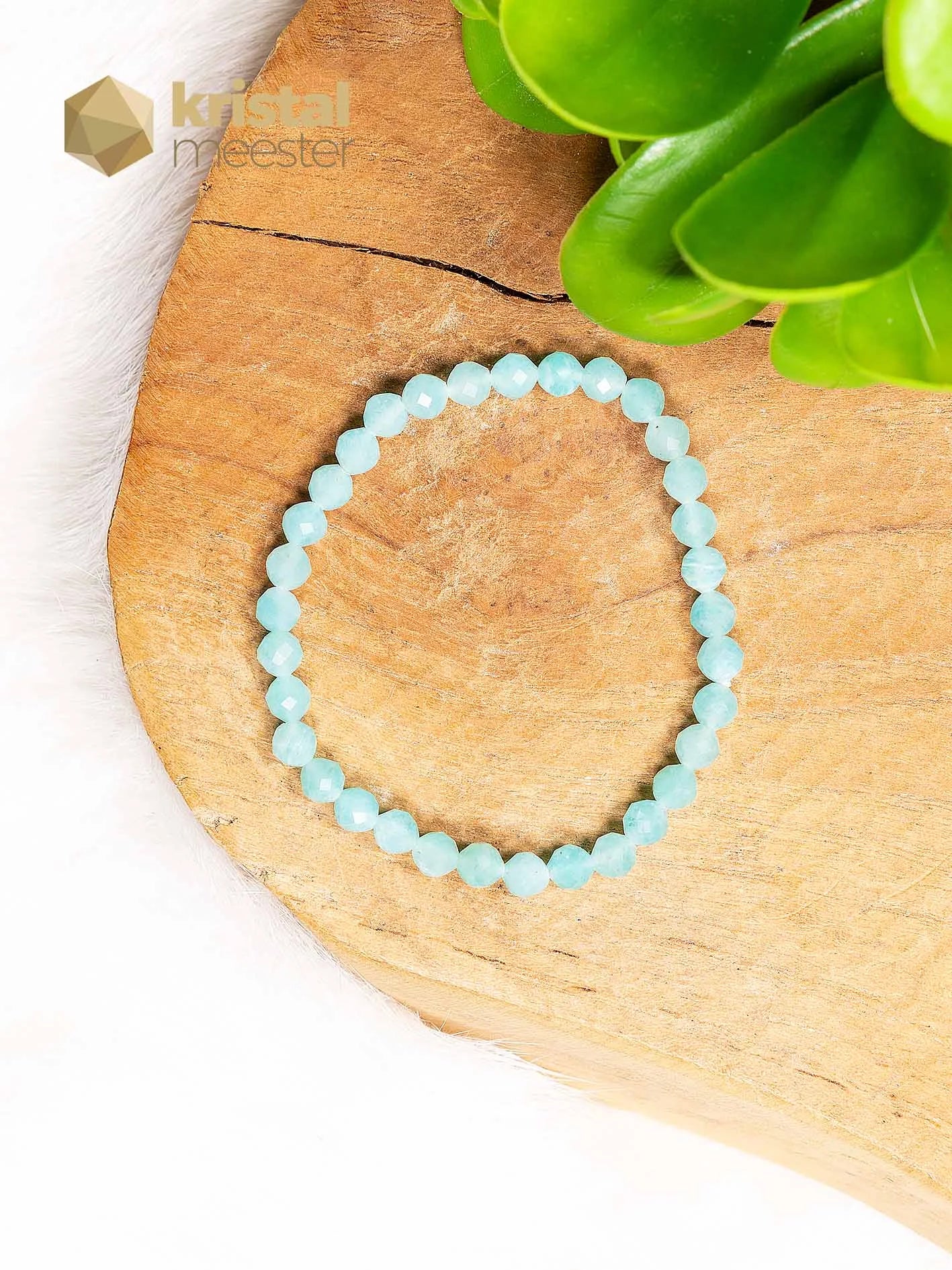 Amazoniet facet geslepen armband - 4 mm - kind