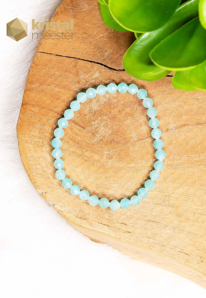 Amazoniet facet geslepen armband - 4 mm - kind