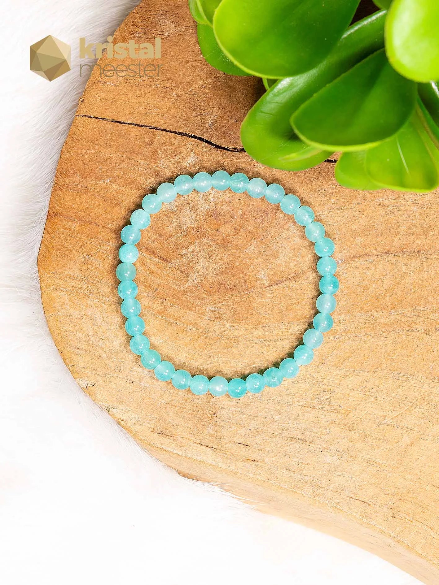Amazoniet Kogelarmband - 4 mm - Kind