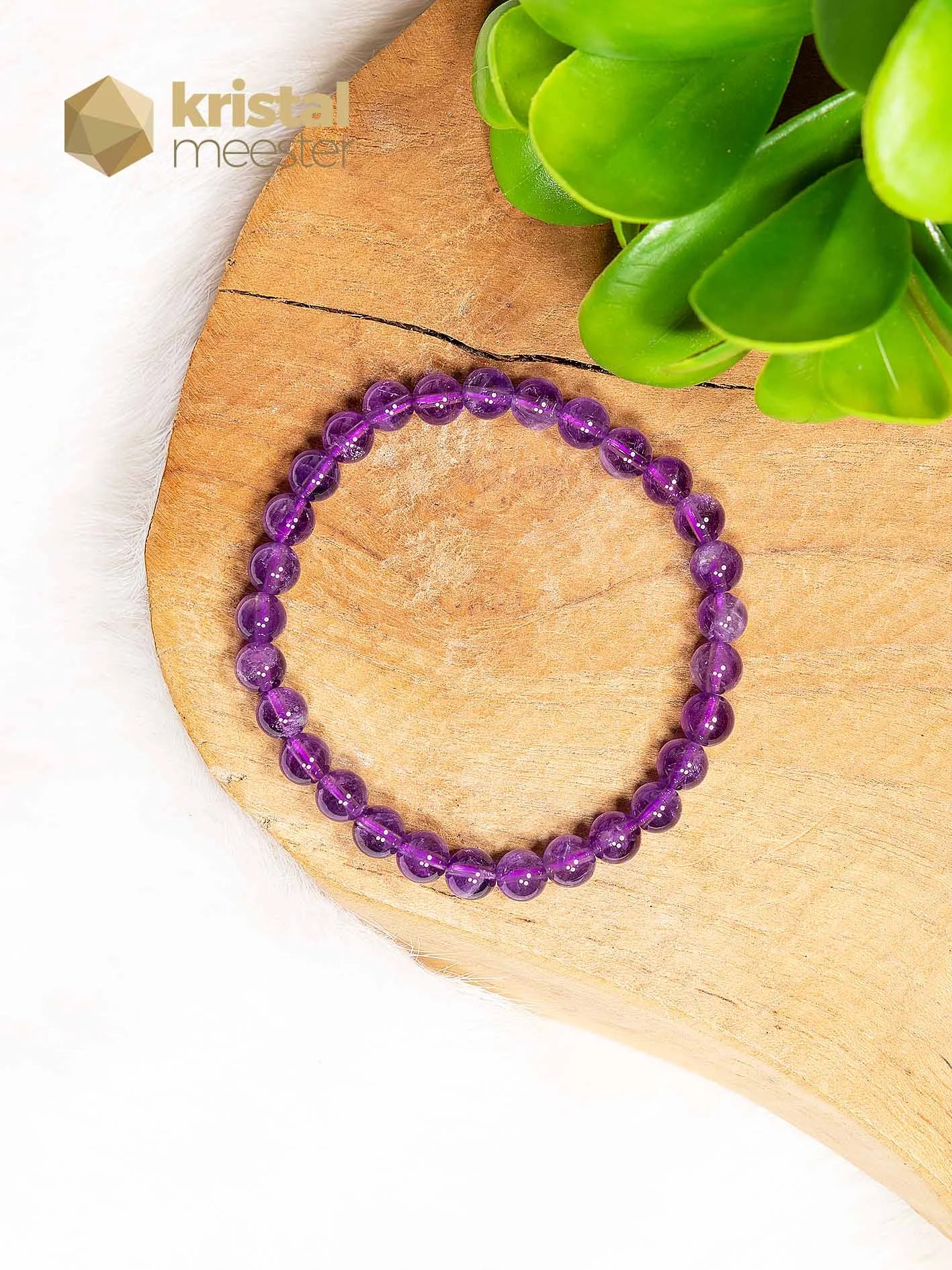Amethist Kogelarmband - 6 mm