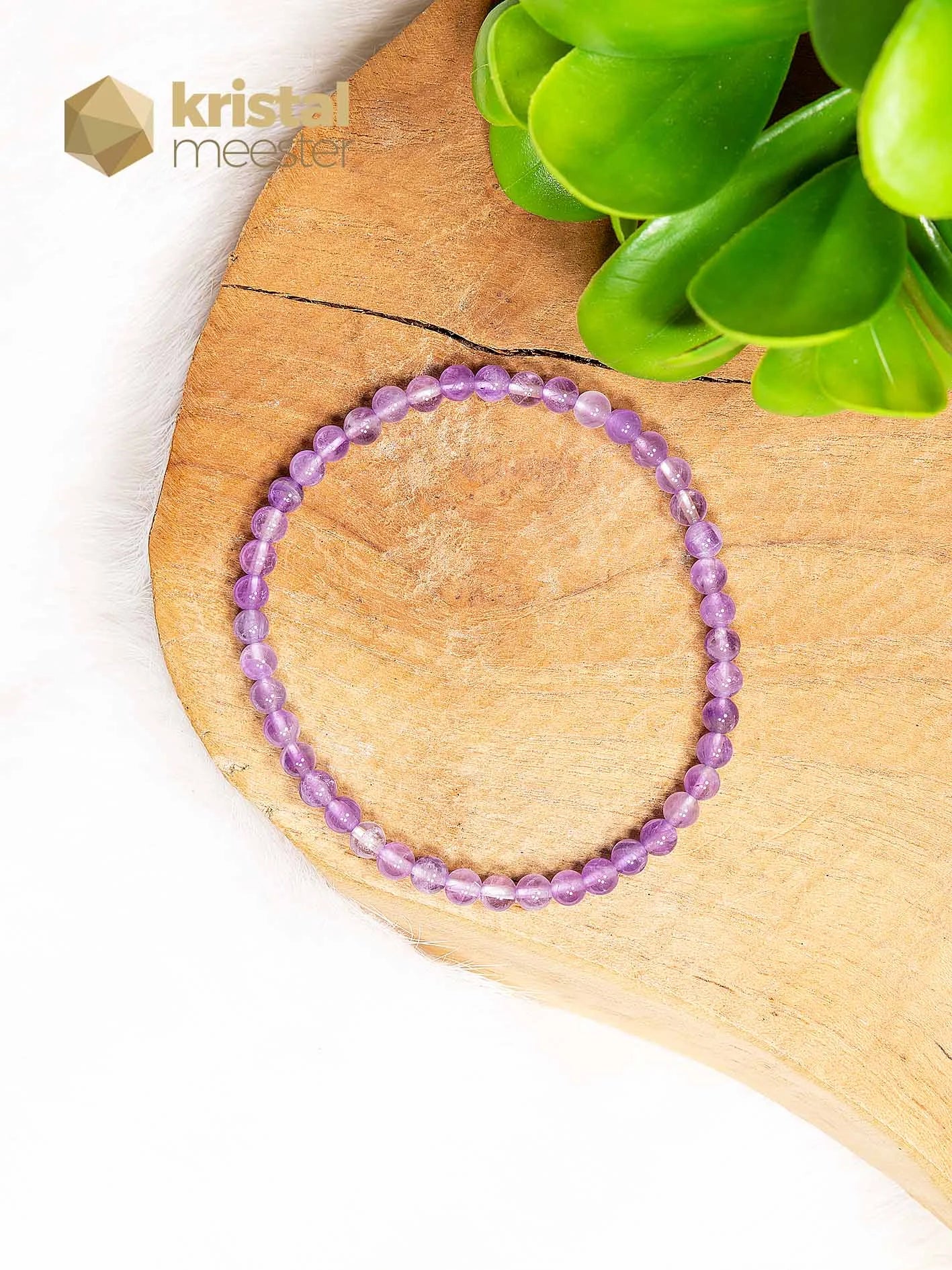 Amethist Kogelarmband - 3-4 mm (licht)