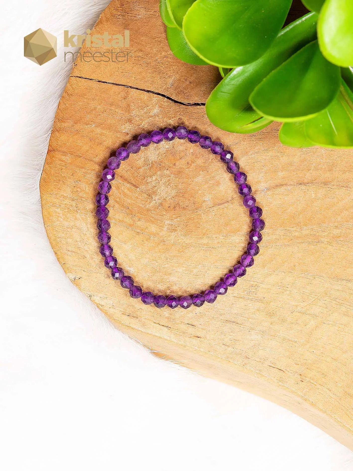 Amethist facet geslepen armband - 4 mm - kind