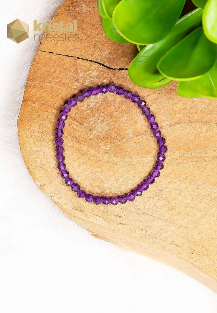 Amethist facet geslepen armband - 4 mm - kind