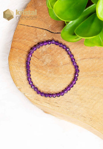Amethist facet geslepen armband - 4 mm - kind