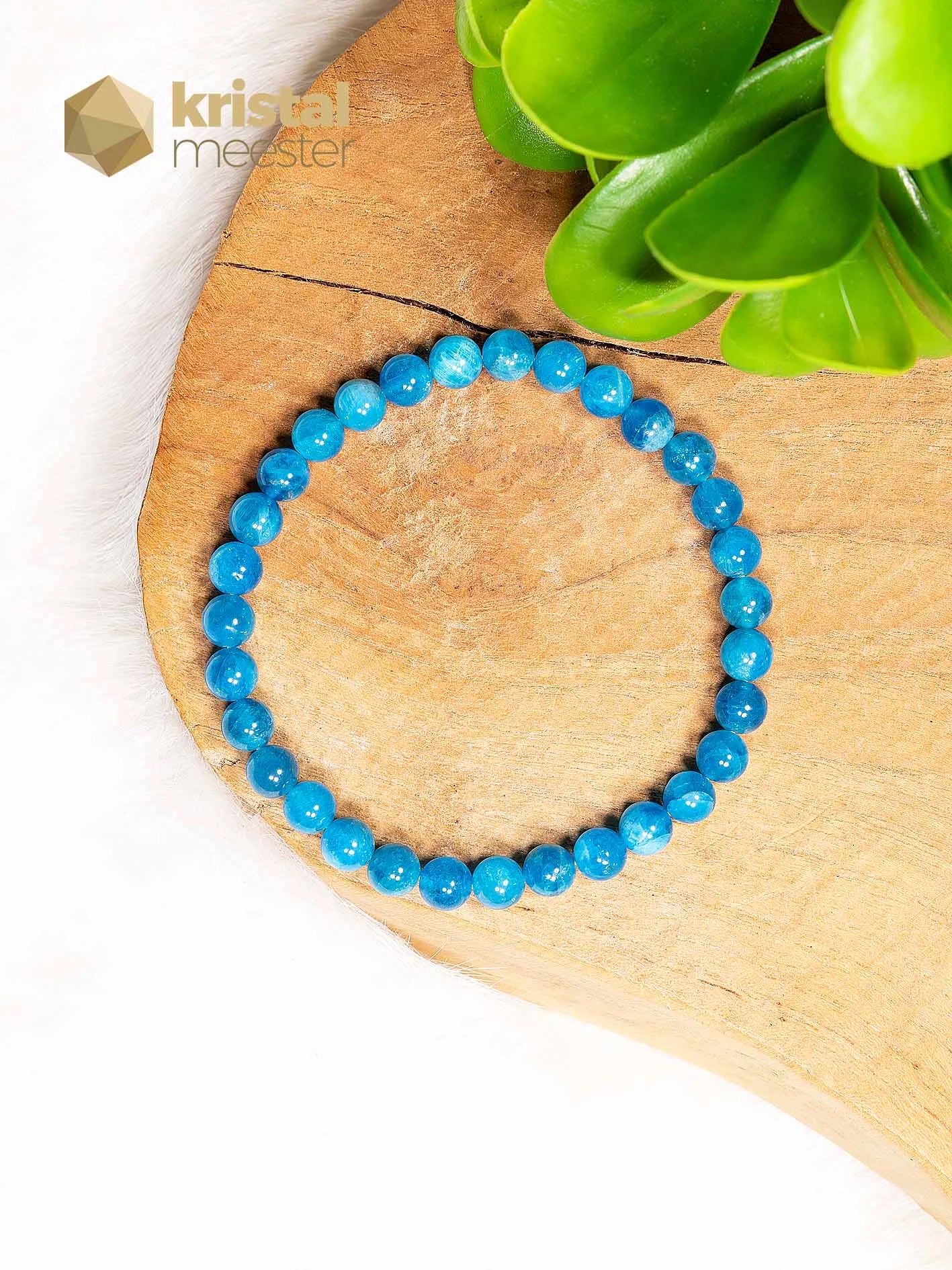 Blauwe Apatiet Kogelarmband - 6 mm