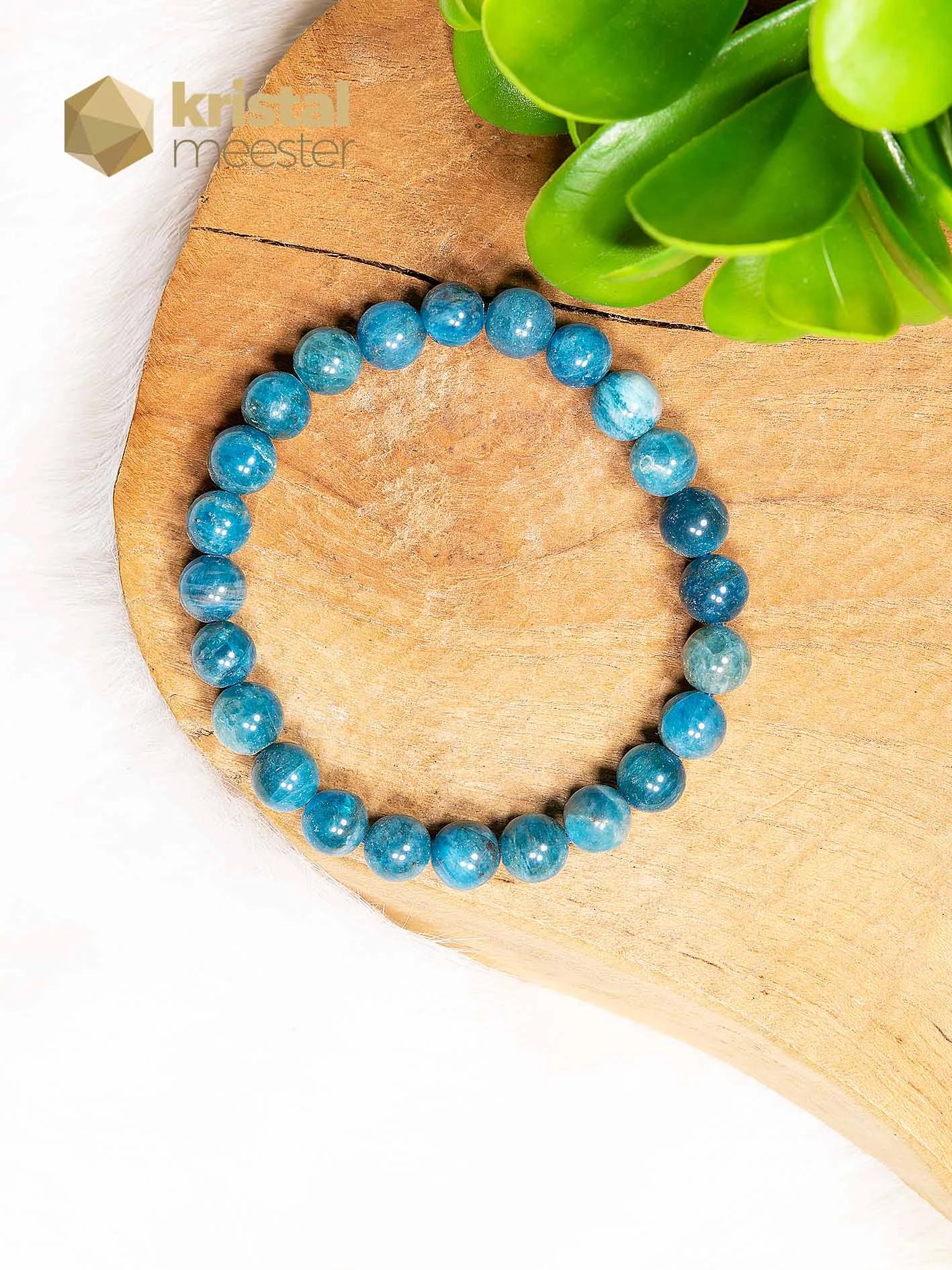 Blue Apatite Ball Bracelet - 8 mm