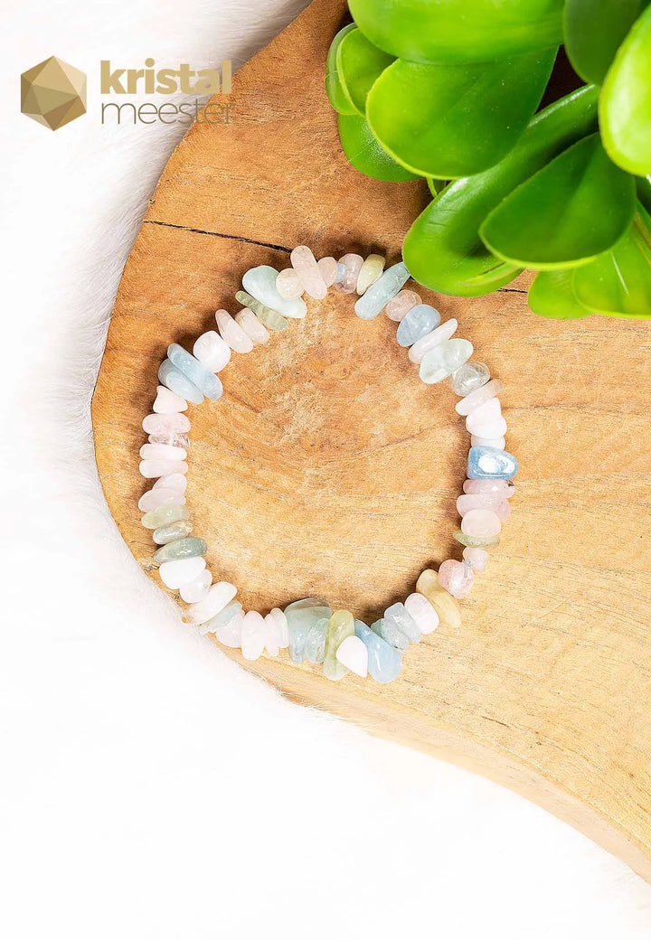 Aquamarine, Beryl and Morganite Chip Bracelet