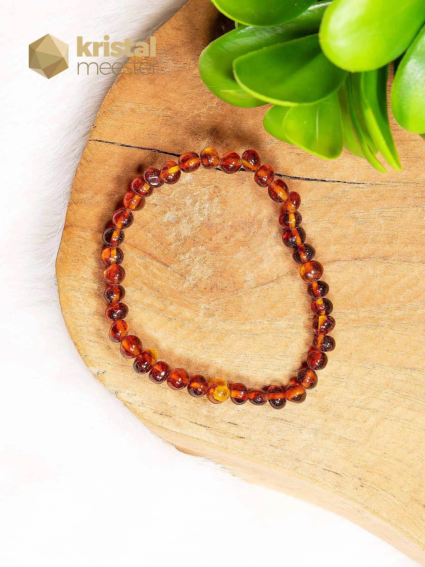 Barnsteen Kogelarmband Cognac