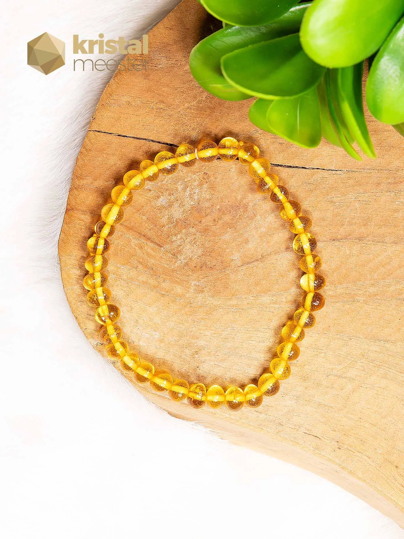 Barnsteen Kogelarmband Geel