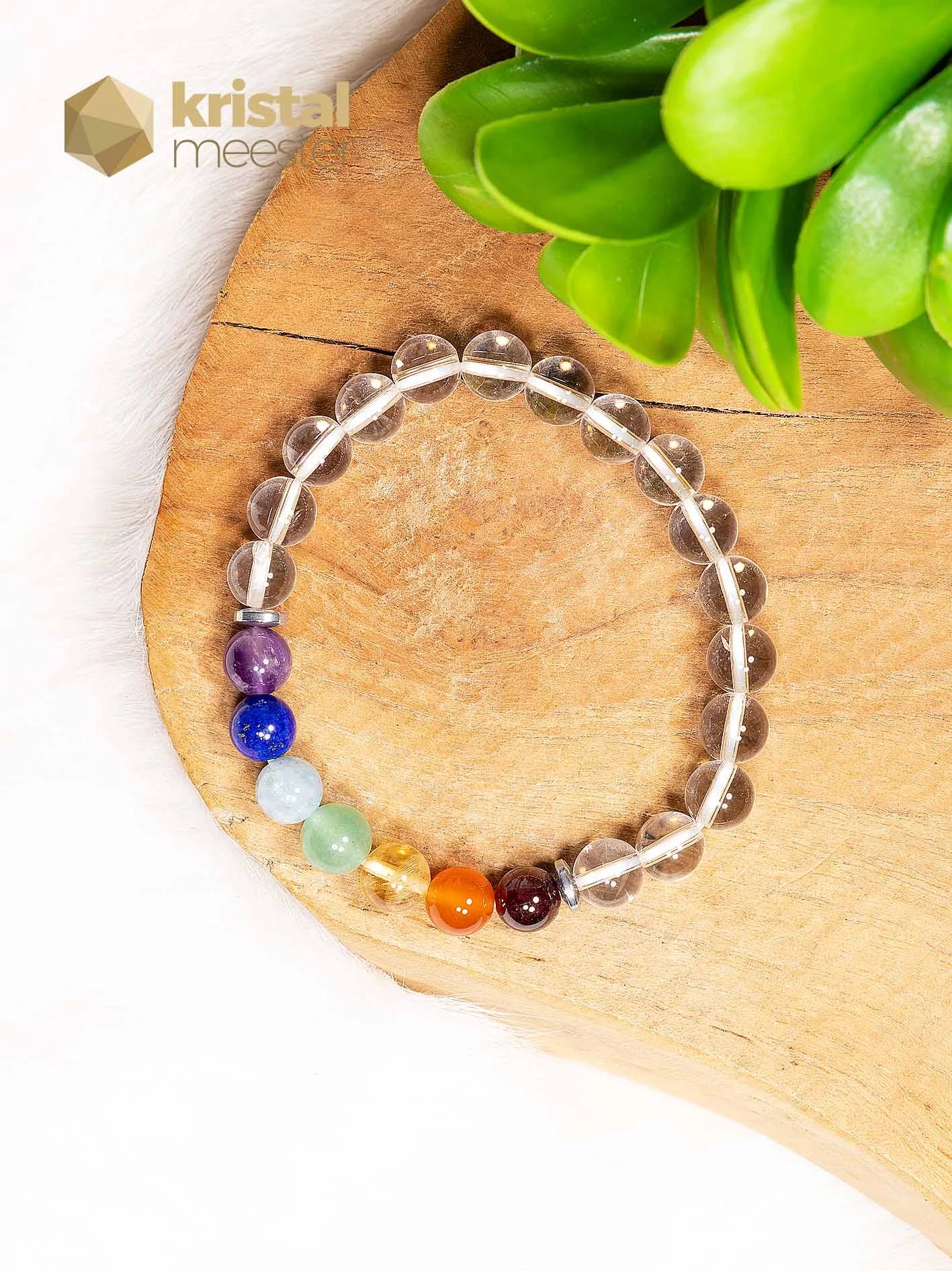Bergkristal Chakra Kogelarmband - 8 mm