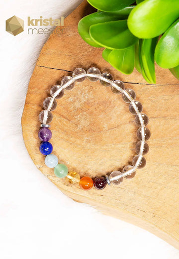 Bergkristal Chakra Kogelarmband - 8 mm