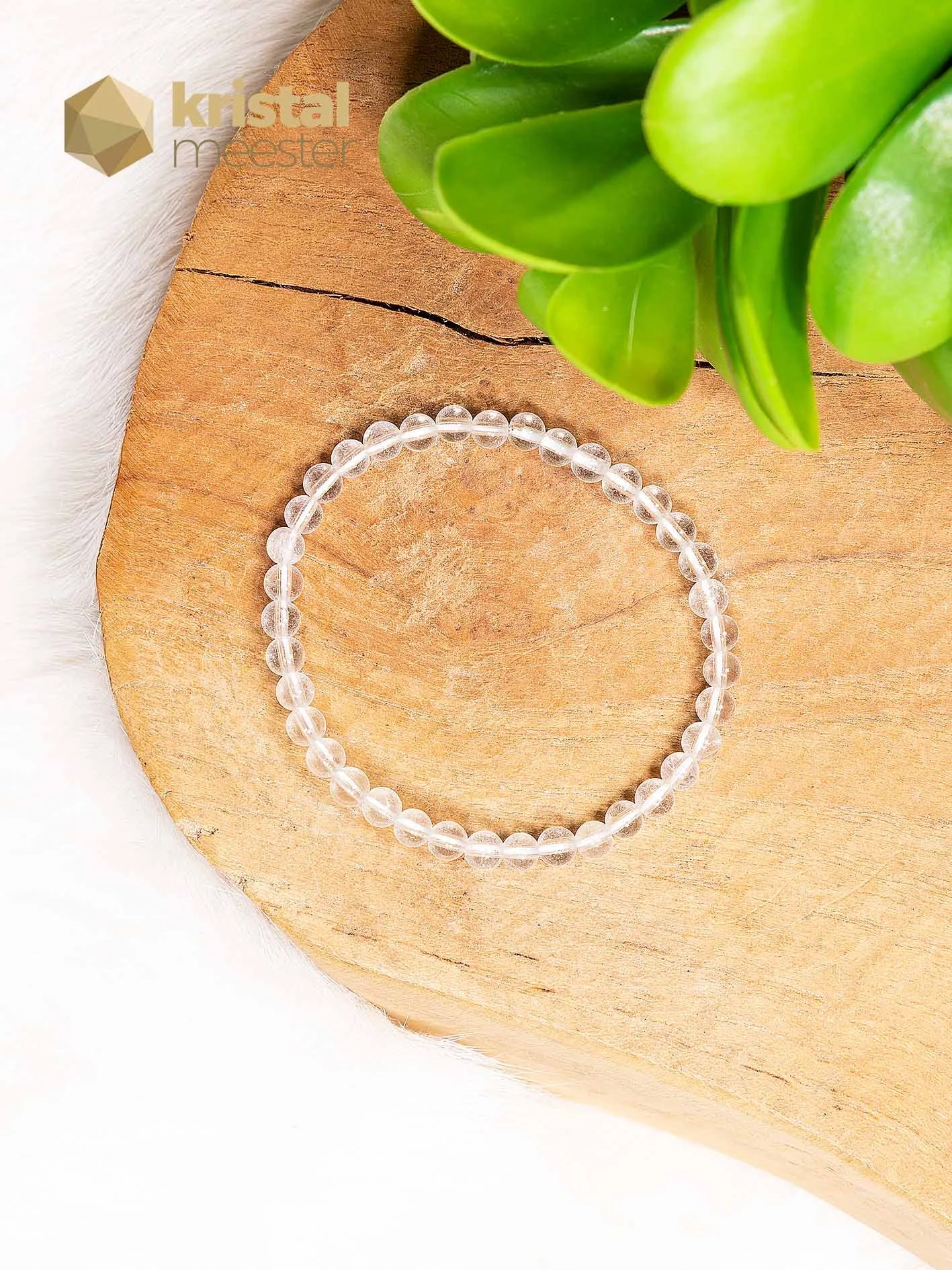Bergkristal kogelarmband - 4 mm - kind