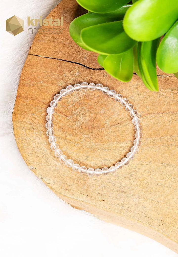 Bergkristal kogelarmband - 4 mm - kind