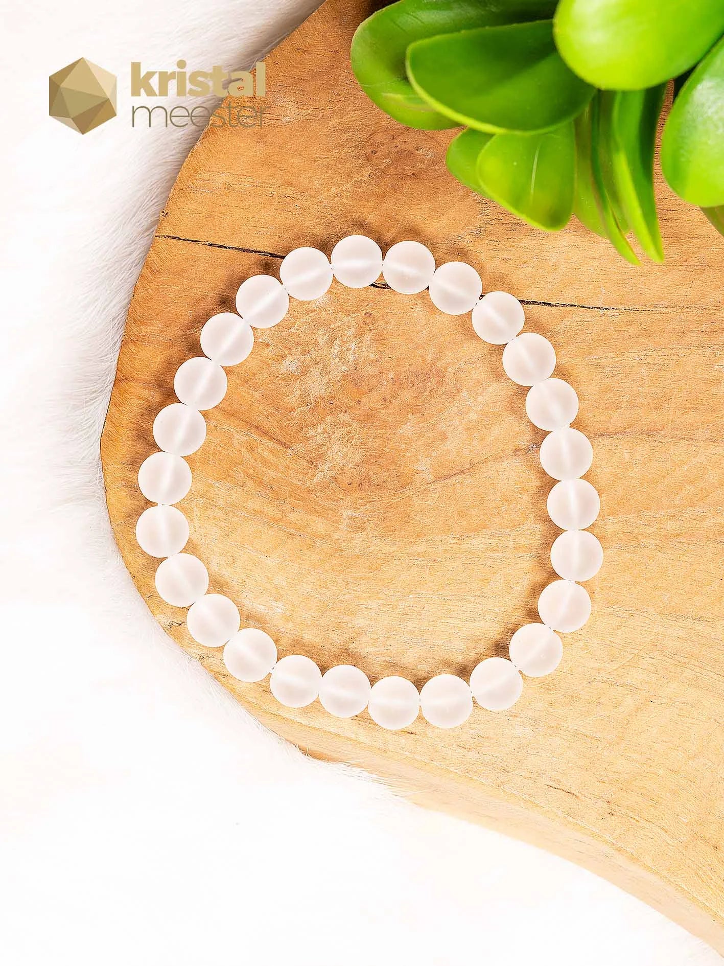 Bergkristal Kogelarmband - 8mm - Mat