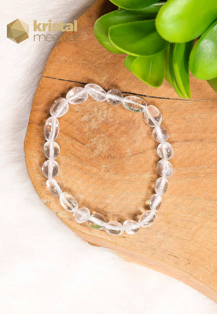 Rock Crystal Tumbled stones bracelet - 10 mm