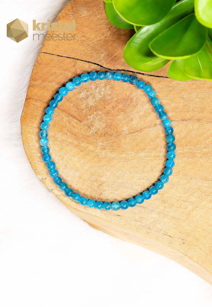 Blauwe Apatiet Kogelarmband - 3-4 mm
