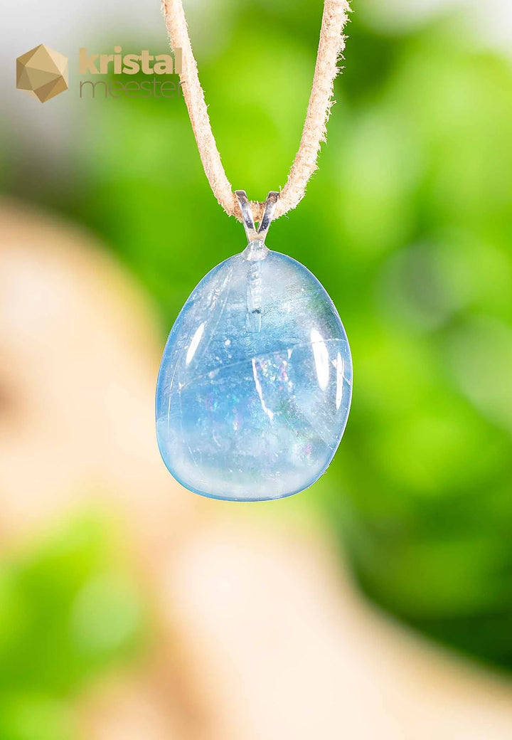 Fluoriet Blauw Hanger met zilver oog - nr. 2