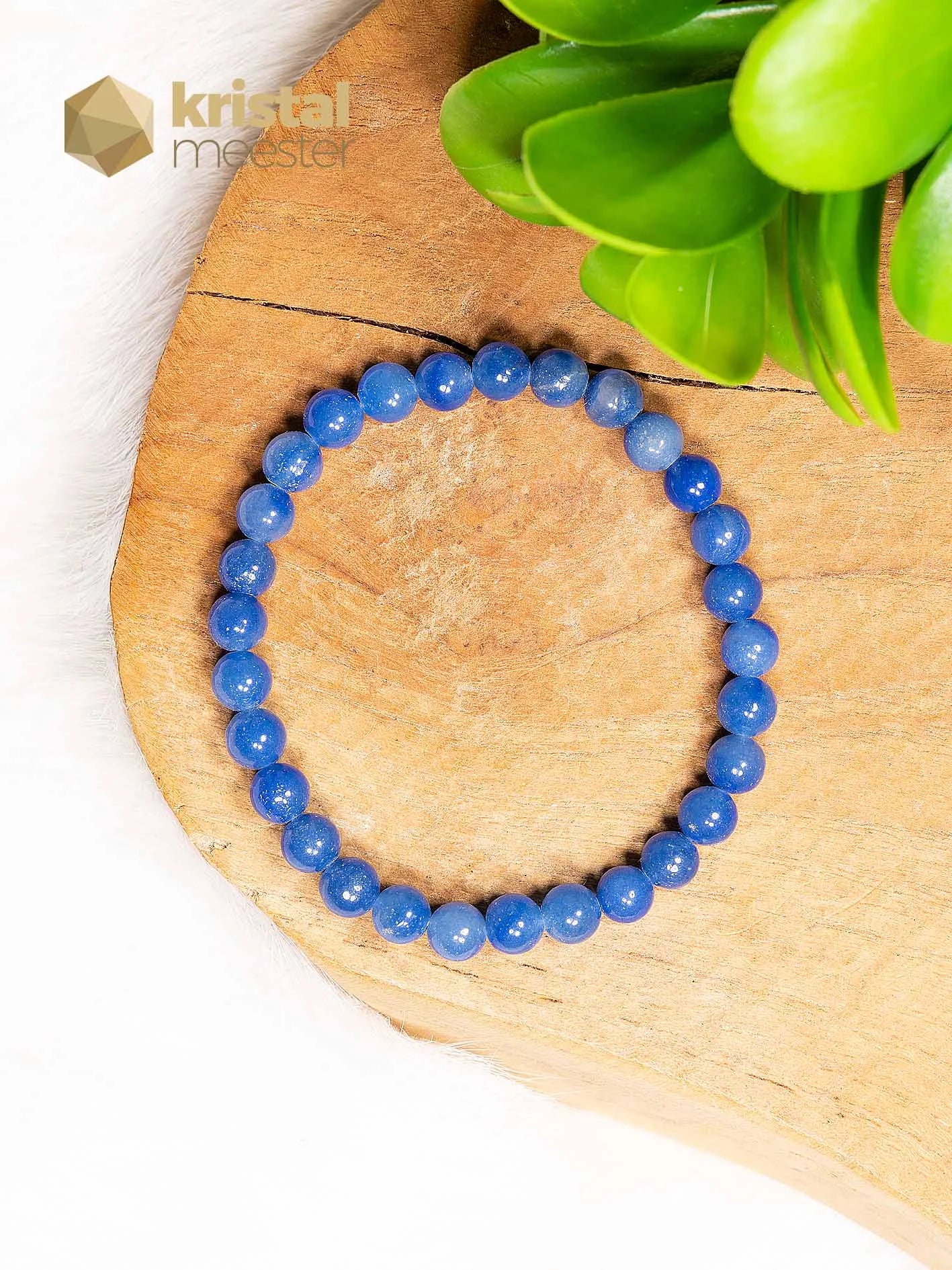 Blauwe Kwarts Kogelarmband - 6 mm