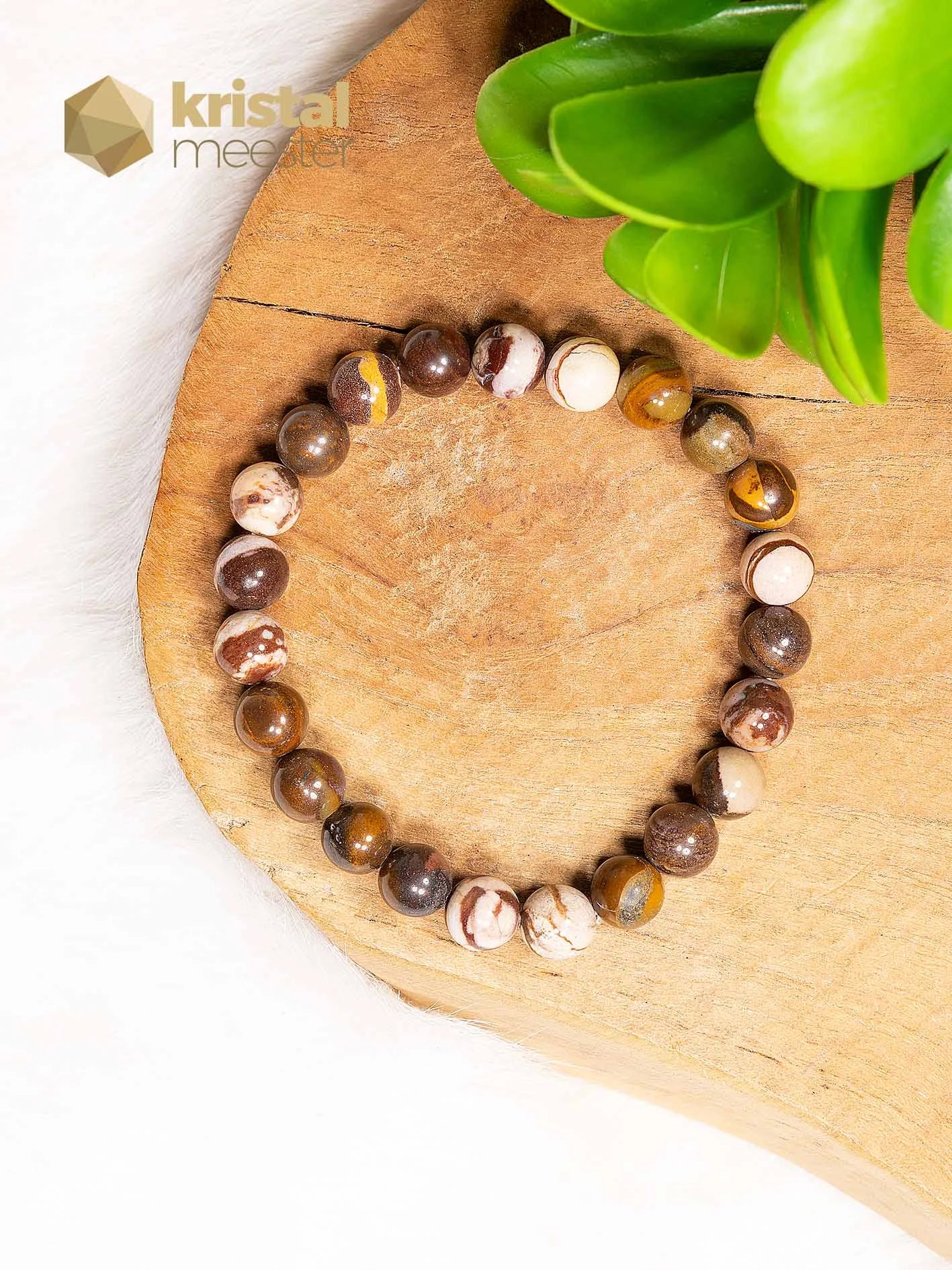 Cappuccino Jaspis Kogelarmband - 8 mm