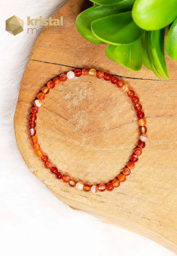 Carneool Kogelarmband oranje / rood - 4 mm