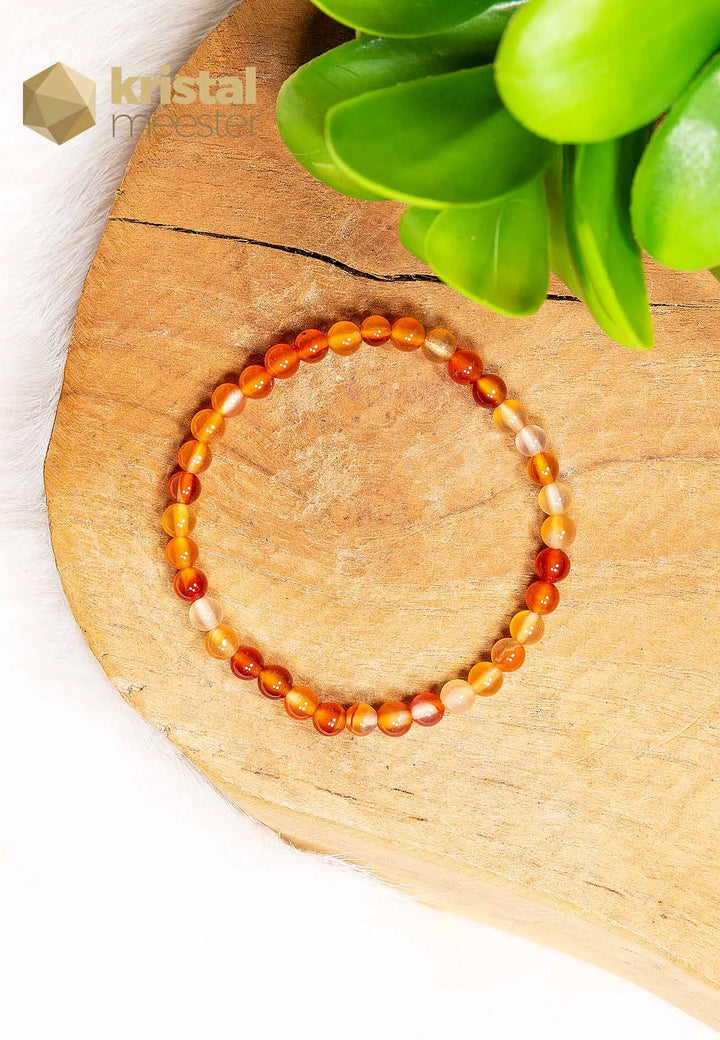 Carneool Kogelarmband oranje / rood - 4 mm - Kind