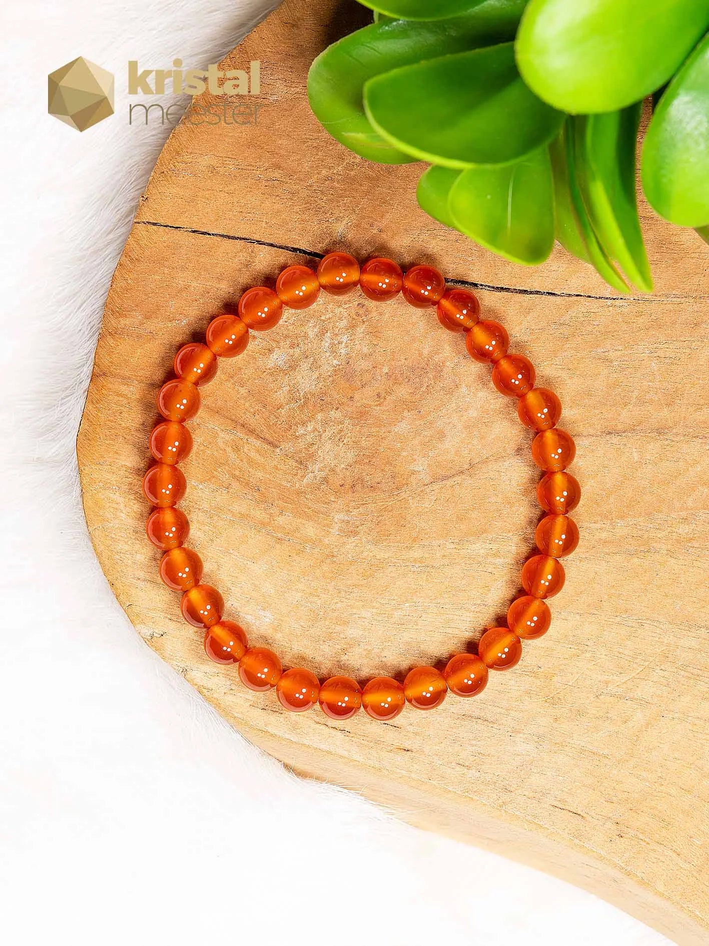 Carneool Kogelarmband Oranje - 6 mm