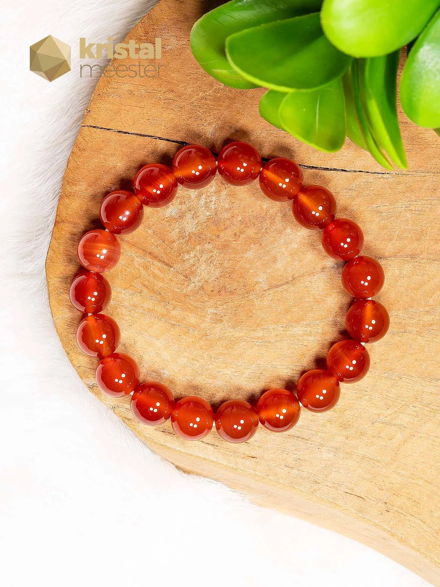 Carneool Kogelarmband Rood - 10 mm