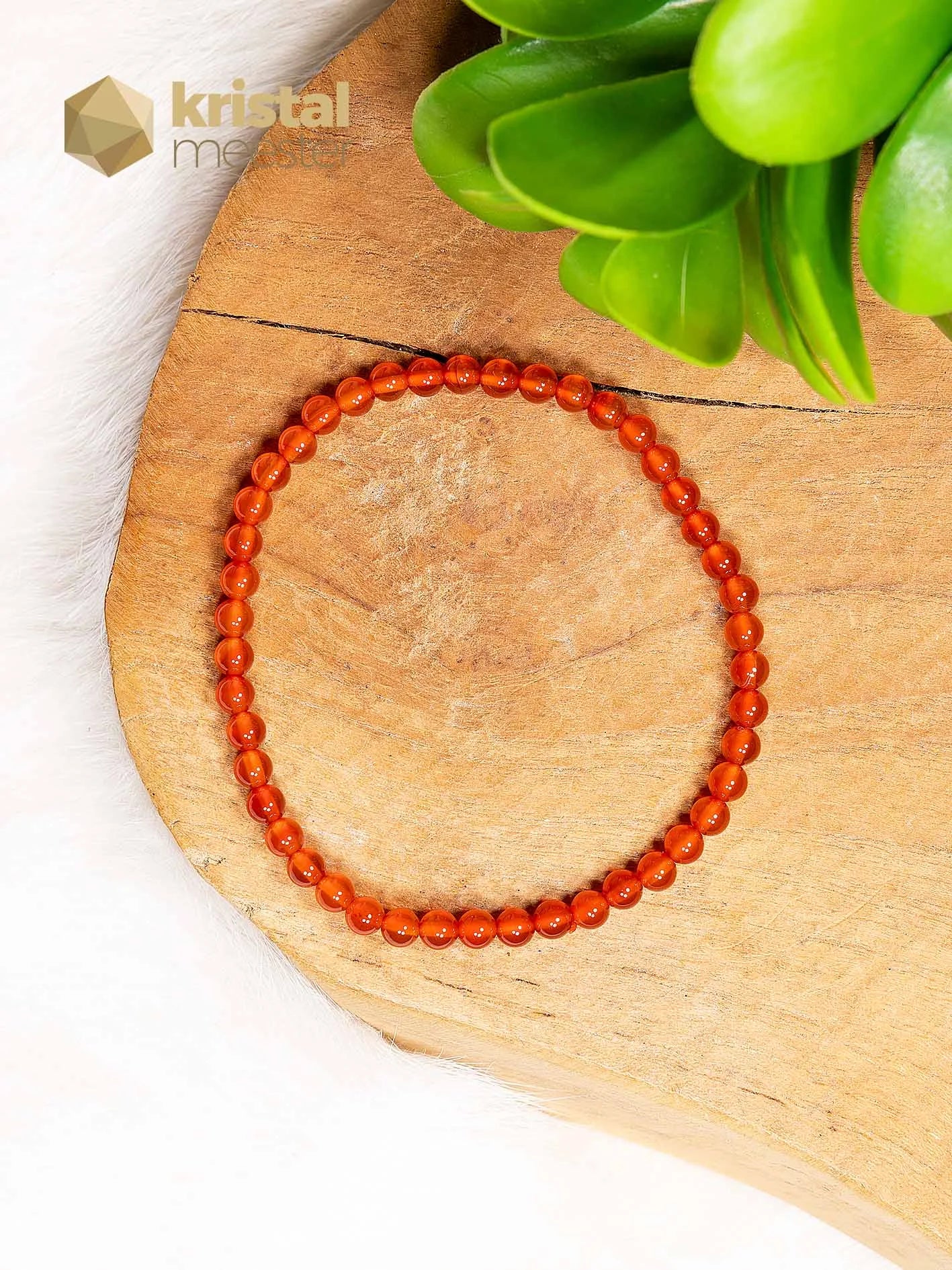 Carneool Kogelarmband - 3-4 mm