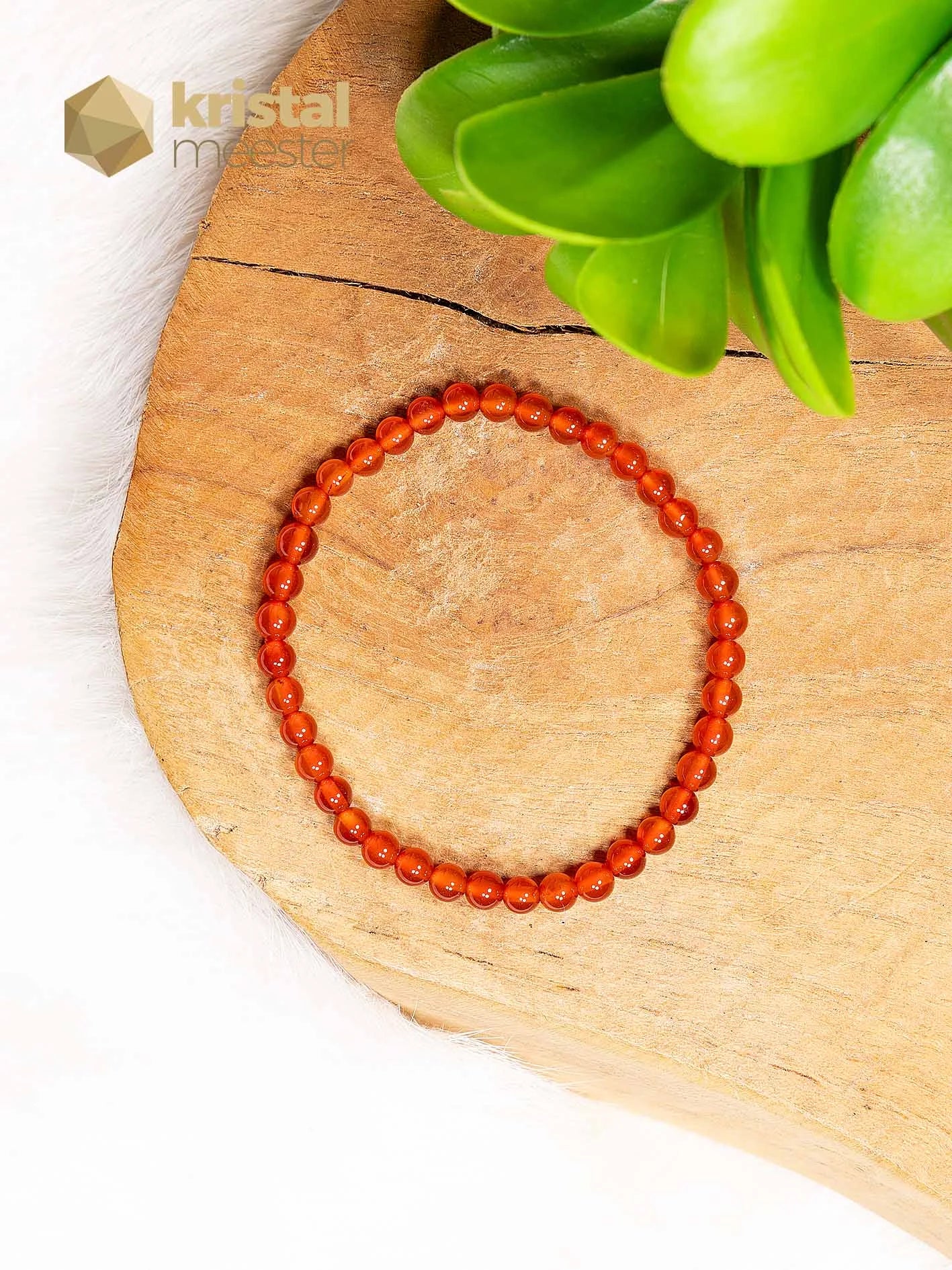 Carneool Kogelarmband rood - 4 mm - Kind