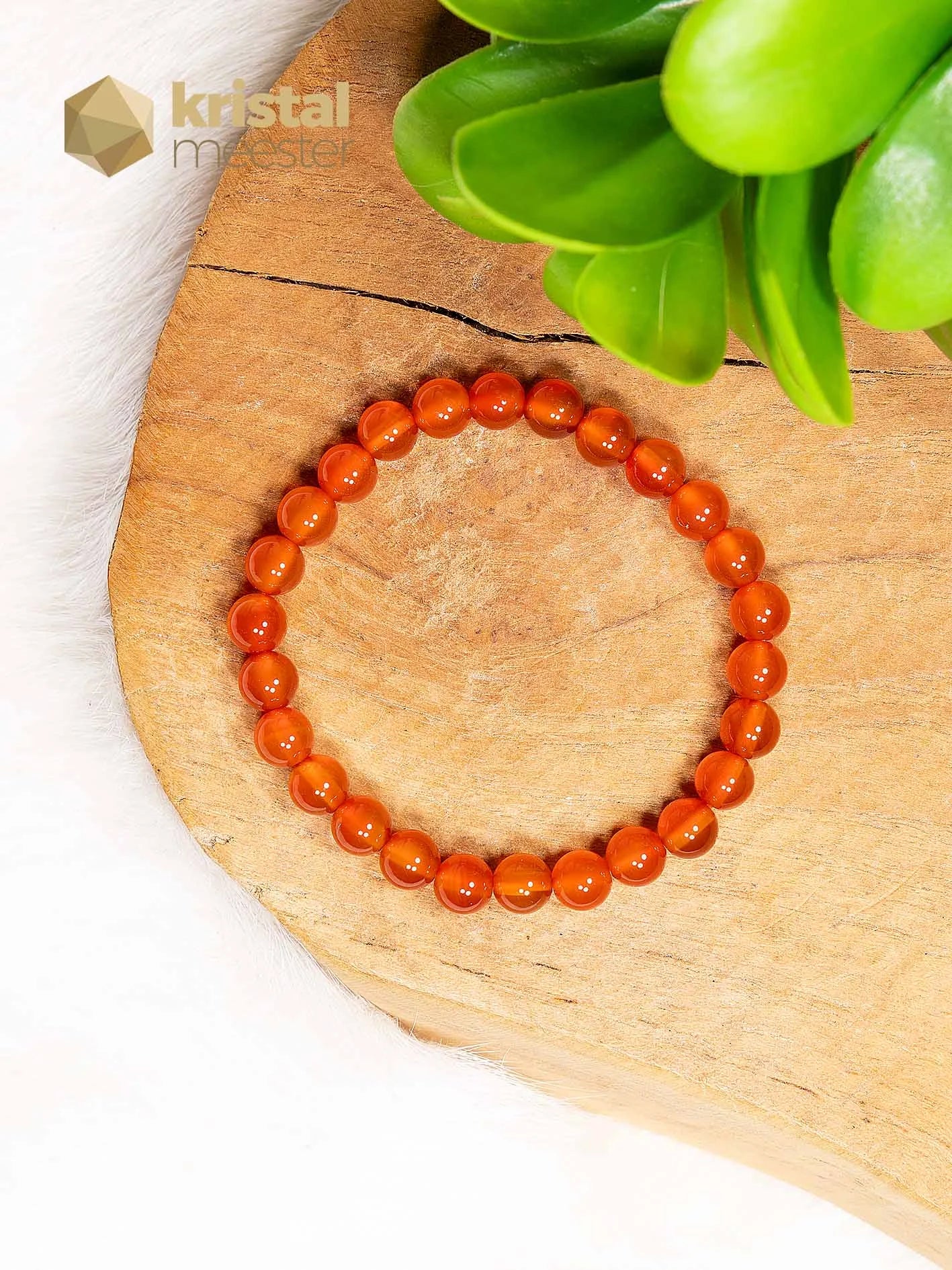 Carneool Kogelarmband oranje - 6 mm - Kind