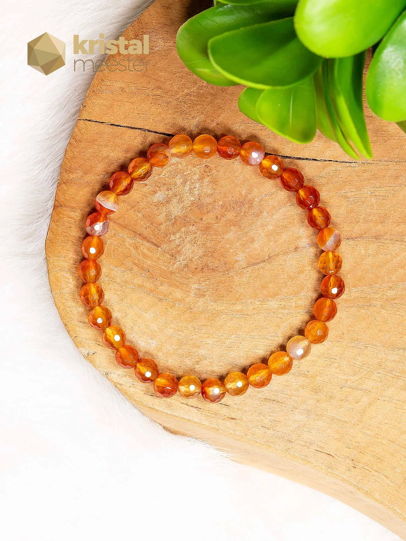 Carneool facet geslepen armband - 6 mm