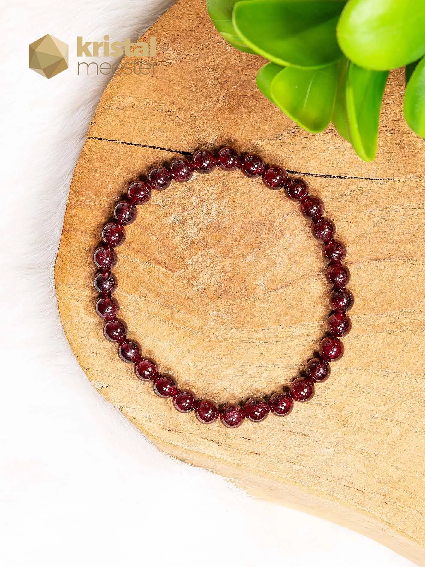 Garnet Ball Bracelet - 6 mm