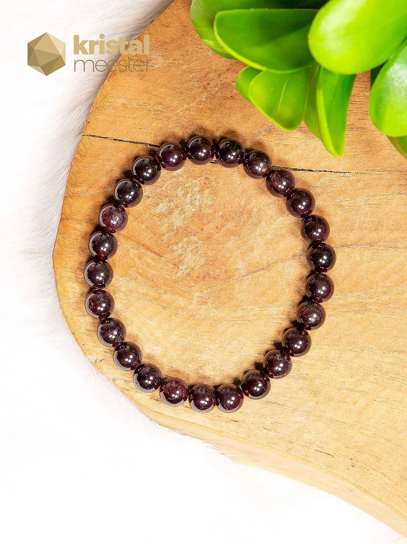 Garnet Ball Bracelet - 8 mm