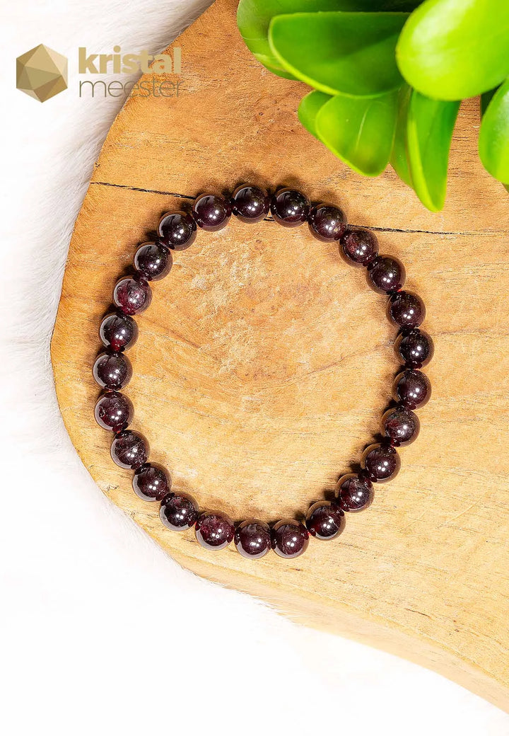 Granaat Kogelarmband - 8 mm