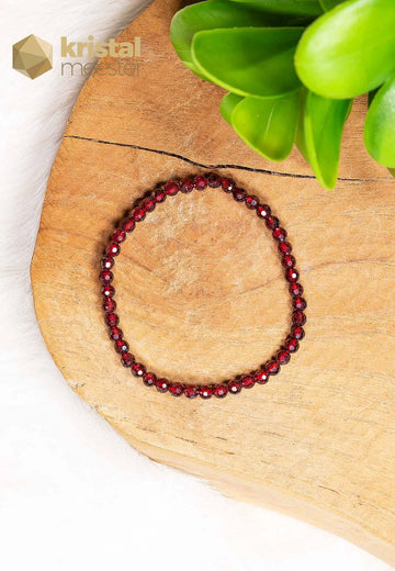 Granaat facet geslepen armband - 4 mm - Kind