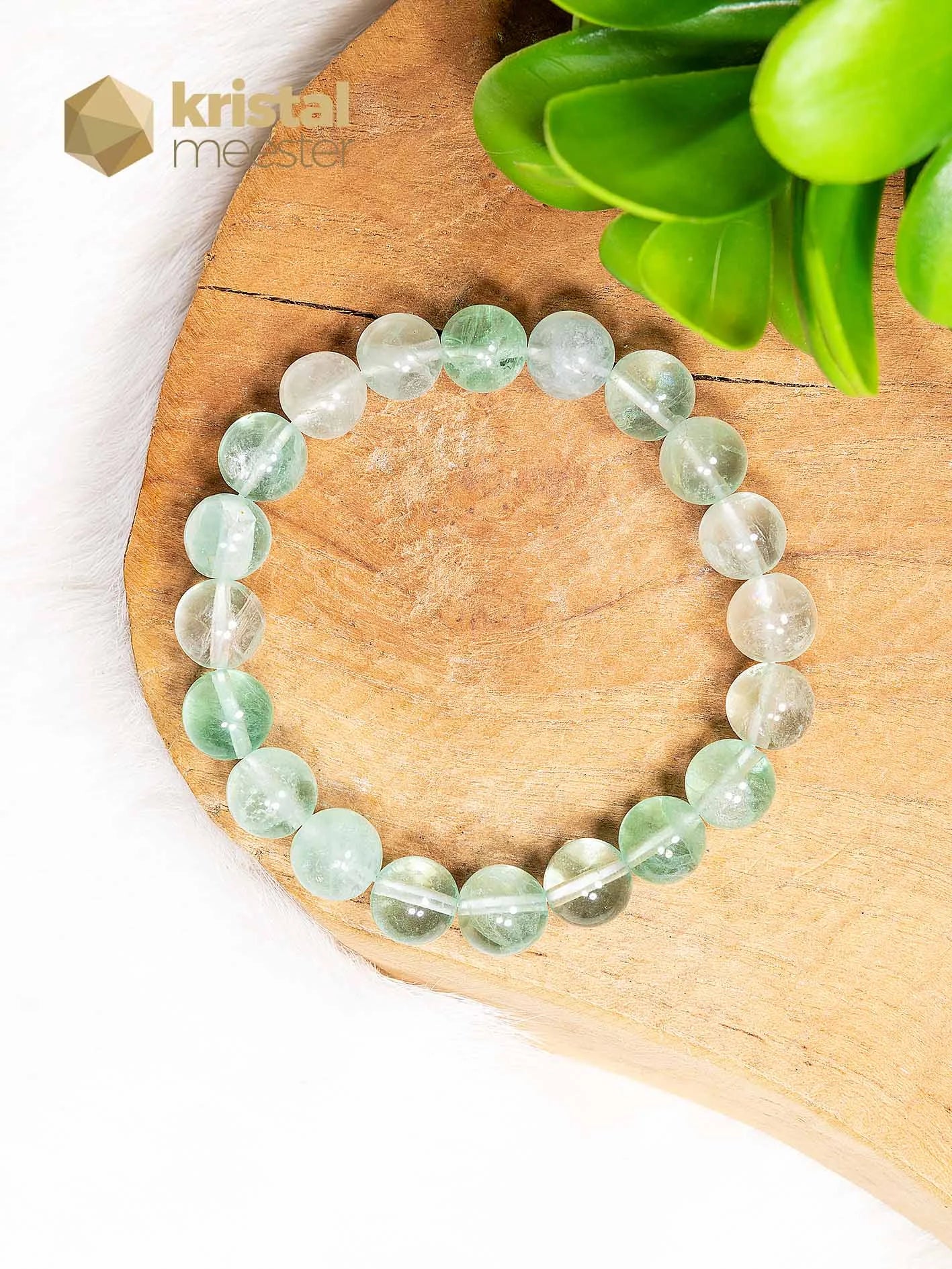 Groene Fluoriet kogelarmband - 10 mm