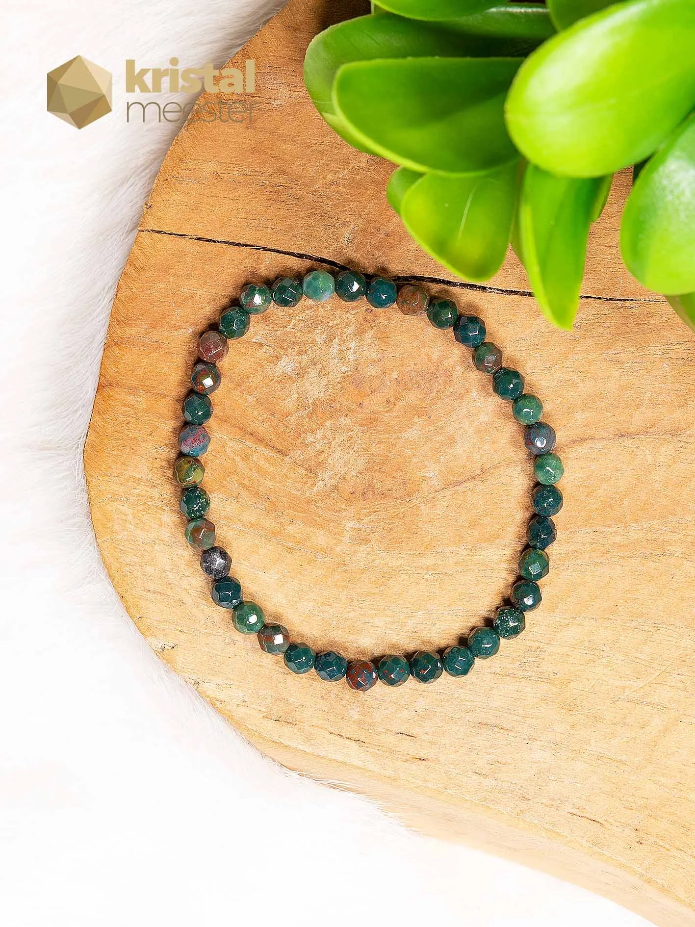 Heliotroop Groen Facet Geslepen Armband - 4 mm