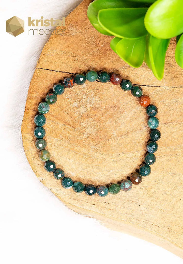 Heliotroop Groen Facet Geslepen Armband 6 mm