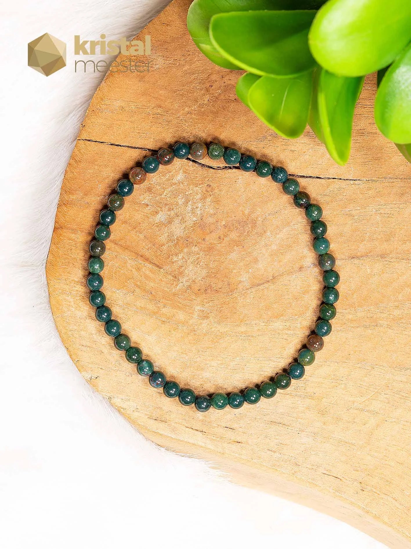 Heliotroop groen Kogelarmband - 4 mm