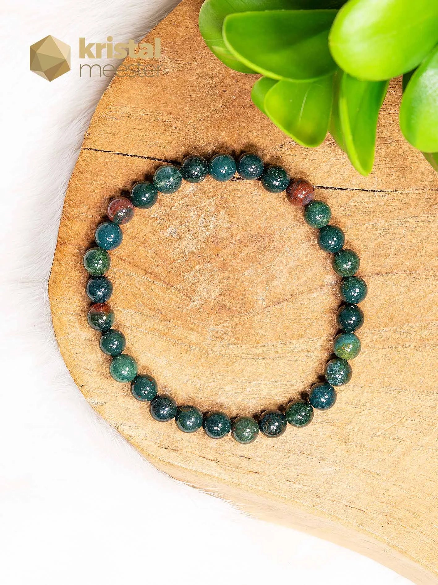 Heliotroop groen Kogelarmband - 6 mm