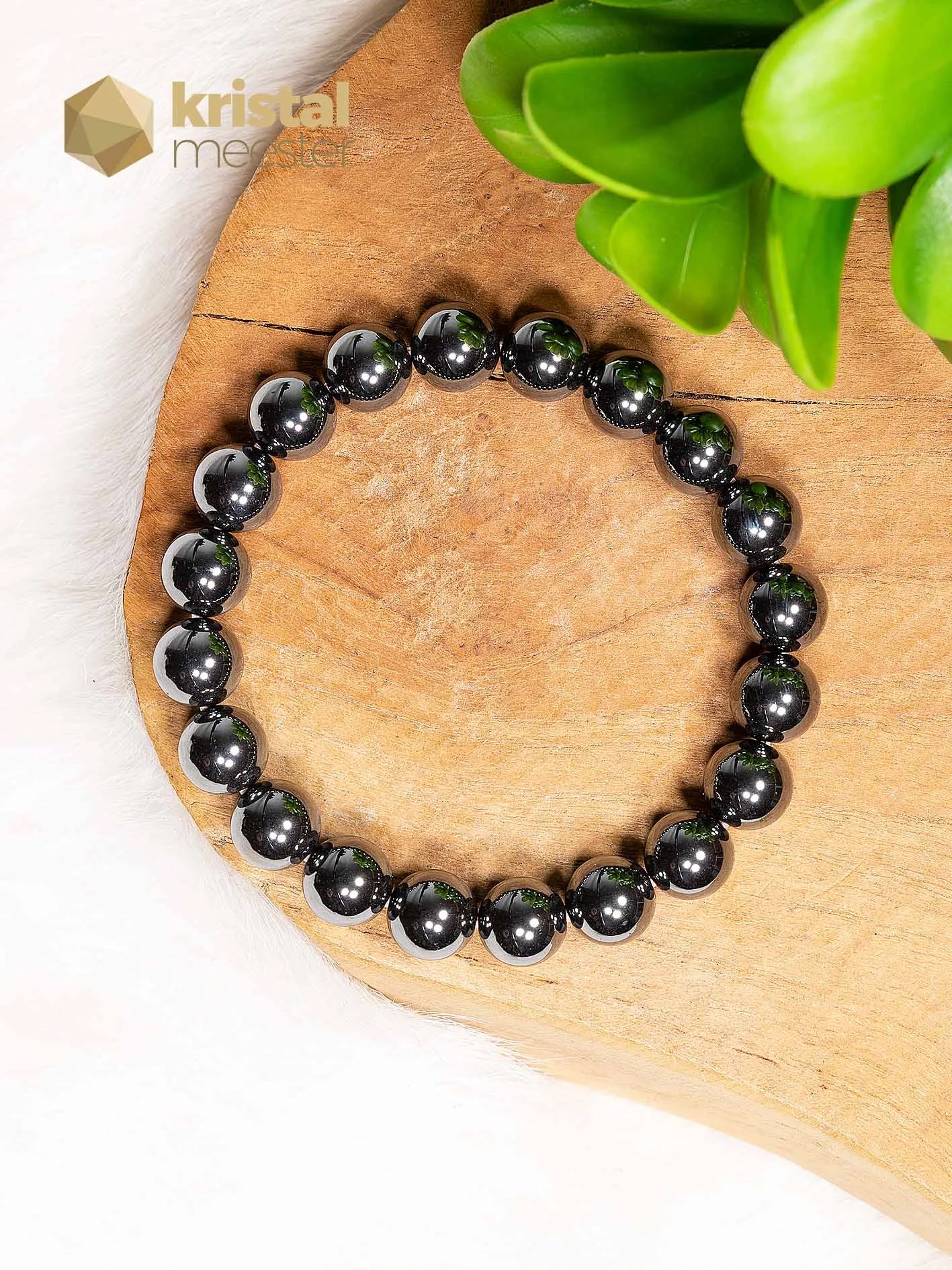 Hematiet Kogelarmband - 10 mm