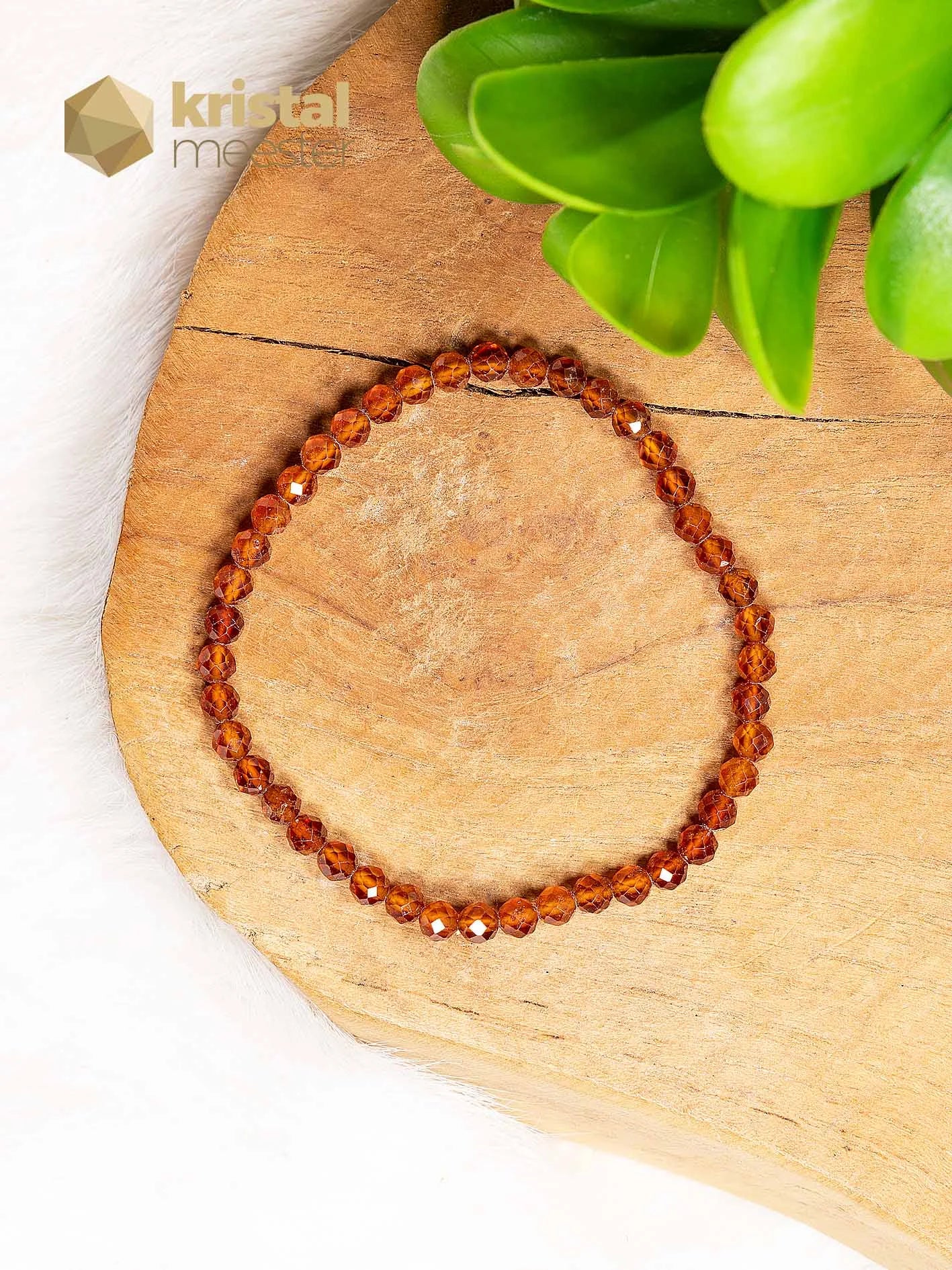 Hessoniet Granaat facet geslepen armband - 4 mm